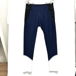 X by Gottex Inter-Luxe Athletic Leggings L Large Colorblock Ankle Length Pockets